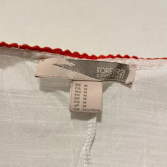 Forever 21 Embroidered Loose Fitting Semi Sheer Blouse Size Medium - Picture 3 of 15